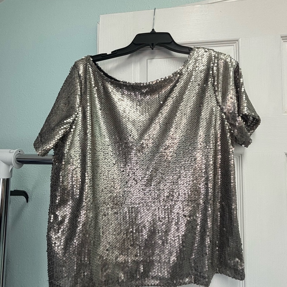 Silver Sequin Women's Top